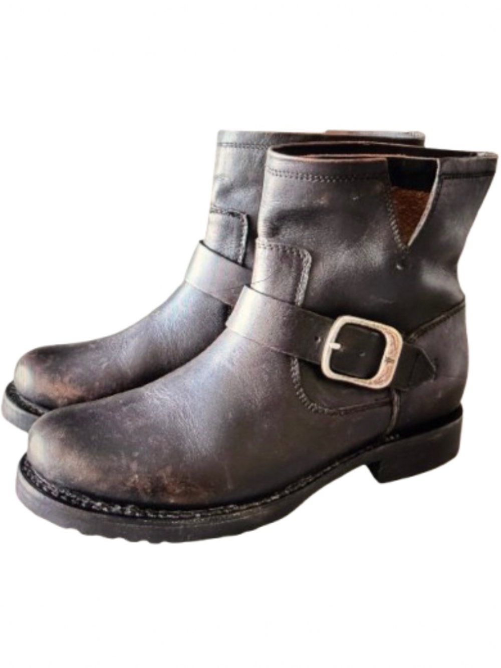 Women's FRYE Veronica Flex Bootie Antique Black Distressed Leather Size 7.5B - Picture 1 of 7